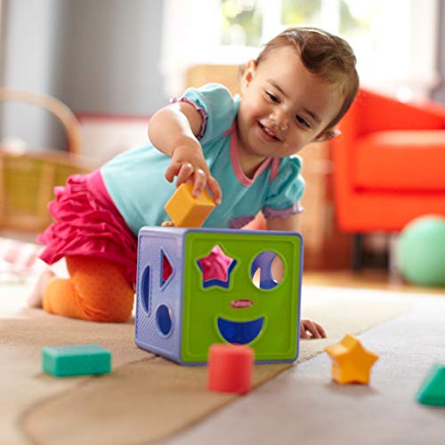 Playskool Form Fitter Shape Sorter Matching Activity Cube Toy with 9 Shapes for Toddlers and