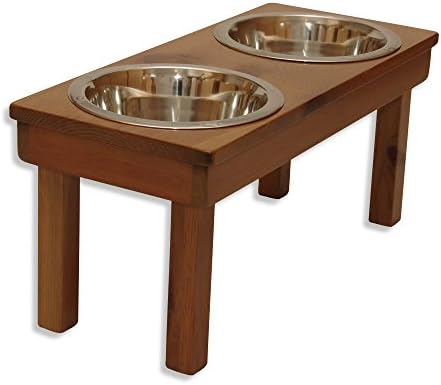OFTO Raised Double or Single Bowl for Dogs Cats, Stainless-Steel Bowls, Solid Wood, for Jumbo, Large, Medium, Small, Toy, and Teacup Size Cats or Dogs. No Assembly Required. Handcrafted in The USA