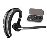 Bluetooth Headset,Candeo Hands Free headset Wireless Business Bluetooth Earpiece with Noise Reduction for cell phone-Headset+Case … (Black)