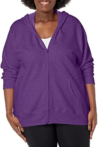 Just My Size Women's Plus-Size Full Zip Fleece Hoodie, Violet