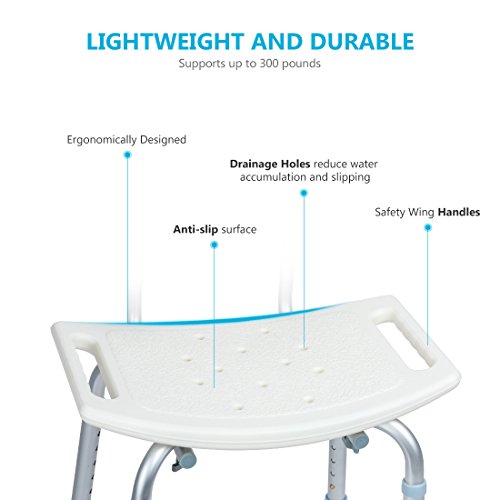 OasisSpace Shower Chair with Back, Heavy Duty Adjustable Shower Seat