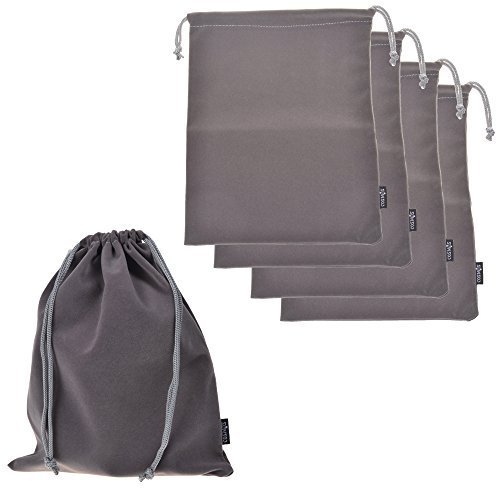 Cosmos Â® Set of 5 Premium Gray Travel Carry Drawstring Headphones Pouch Bag (Gray Color)