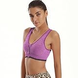 YAHA Women's Sports Bra Racerback Yoga Workout Bra - Front Zip Closure