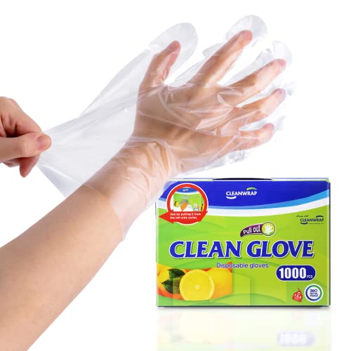 CLEANWRAP Disposable Gloves LDPE, BPA FREE (1,000 Piece) Food