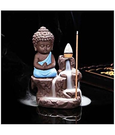 Laying Style Monk Buddha Statue Smoke Backflow Cone Incense Holder Showpiece for Diwali decoratives, Diwali Gift Item