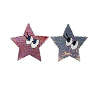 HMQD Stars Eyes Reversible Change Color Sequins Sew On Patches for Clothes DIY Patch Applique Clothing Coat Sweater Crafts