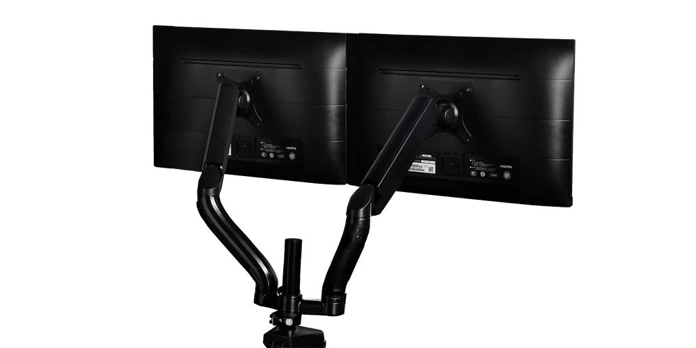 Gelid Solutions FlexMount monitor holder - gas spring monitor holder table holder with 2 arms for 2 monitors - 2 built-in USB hub - load capacity: 8 kg per arm - VESA 100/75