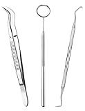 Dental Tools, ElleSye 3-PACK Dental Hygiene Tool Dental Kit, Mouth Mirror, Dental Pick, Tweezers, Stainless Steel, Rust-Free for Oral Care And Teeth Cleaning, Remove Tartar, Plaque, Surgical Grade