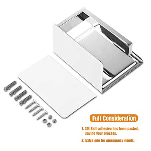 HITSLAM Chrome Toilet Paper Holder, Stick on Toilet Paper Holder with Shelf, Self Adhesive HITSLAM Chrome Toilet Paper Holder, Stick on Toilet Paper Holder with Shelf, Self Adhesive