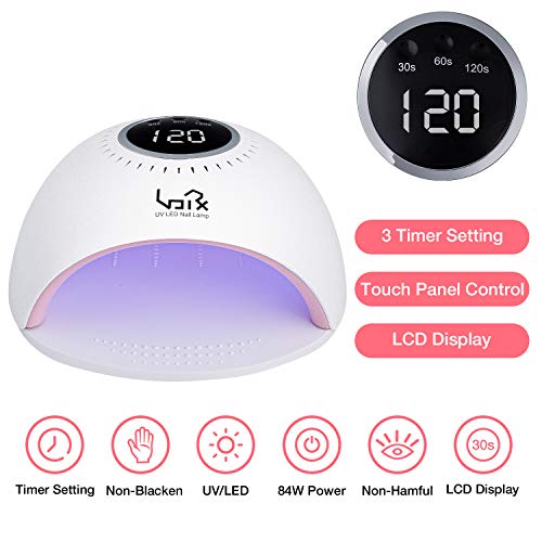 Urvoix UV LED Nail Lamp - 42 Light Beads LED 84W Nail Dryer Curing Lamp with Whitening Function, Automatic Sensor, 3 Timer, Touch Control Design for Nail and Toe Nail Gel Polish Salon - Thumbnail 3