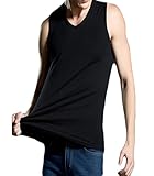 Sukidaya Tank Tops Men V Neck T Shirt Men Sleeveless Undershirts 100% Cotton