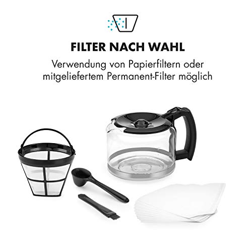 Klarstein 1,25L Kaffeemaschine mit Mahlwerk & Timer, Kaffeemaschine Filtermaschine mit Aktivkohlefilter, 1000W Filter… – Bild 5