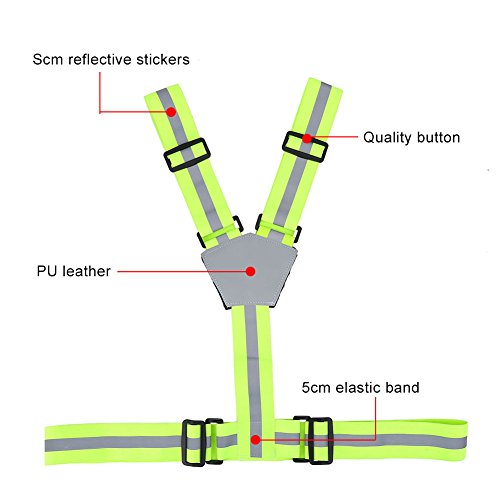 Nikou High Reflective Visible Strap Vest Reflective Gear Accessories for Safety Running Walking Jogging Cycling Motorcycle Highway Emergencies