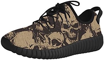 D-Story Cool Skull Print Grus Men's Energy Bounce Breatheable Woven Running Shoes