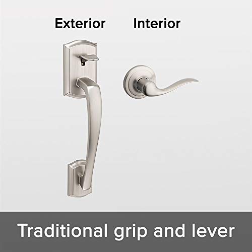 Kwikset Prescott Front Door Handle with Interior Tustin Lever Featuring