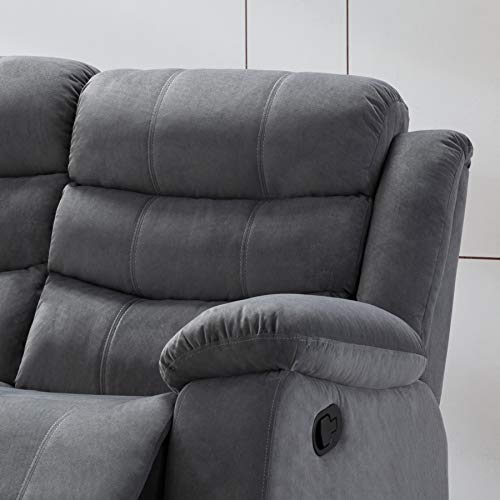 Christies Home Living 2-Piece Reclining Living Room Upholstered Sofa, Set with 4, Sofa & Loveseat, Grey