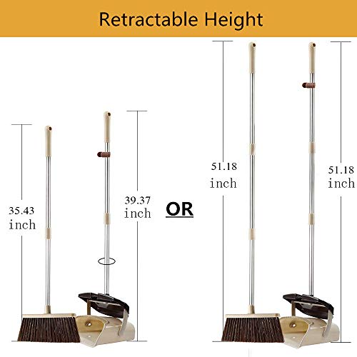 image for TUILFUL Broom and Dustpan Set [2019 New Design] Outdoor Or Indoor Dust