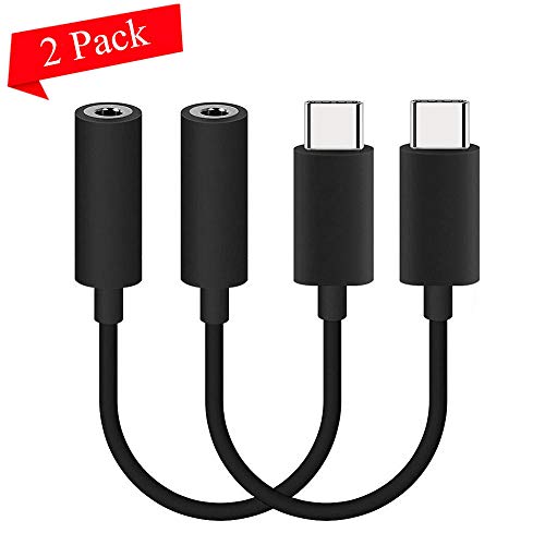 2 Pack of Type C to 3.5mm Headphone Jack Adapter, Type C 3.1 Male to 3.5mm Female Stereo Audio Headphone Cable for Motorola Moto Z Series, MacBook Pro, LeEco Le 2/Max 2 and Other USB C Devices