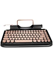 RYMEK Typewriter Style Mechanical Wired & Wireless Keyboard with Tablet Stand, Bluetooth Connection(Black)