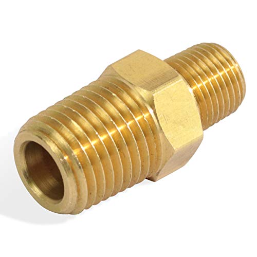 KOOTANS Forged Brass Reducing Hex Nipple, 1/4'' NPT Male x 1/8'' NPT Male Thread Adapter Brass Pipe Fitting Connector Couplings (Pack of 4) - Thumbnail 4