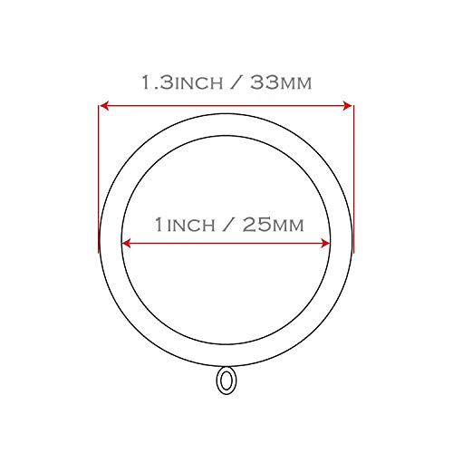 Jocon HD6025Q Pack of 28 Drapery Curtain Rings Eyelets Rings, 1 Inch Inner Diameter (28, Black) - Thumbnail 2