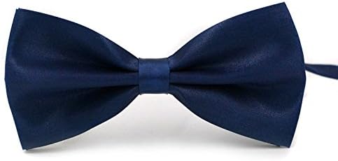 Taishenyuan Mens Classic Pre-Tied Satin Formal Tuxedo Bowtie Adjustable Length Large Many Colors Available (Navy Blue)