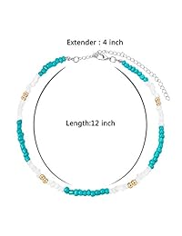 Hicarer Seed Bead Choker Necklace Tiny Beaded Choker Boho Colorful Choker Necklace Chain Jewelry for Women and Girls, Adjustable 12-16 Inches