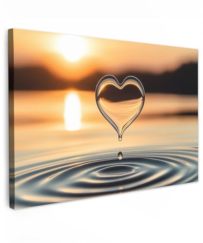 MuchoWow© Leinwandbilder Groß 120x80 cm XXL Wall Art Decoration Bilder für die Wand Schlafzimmer Deko Canvas Painting Wanddekoration Wohnzimmer Herz -