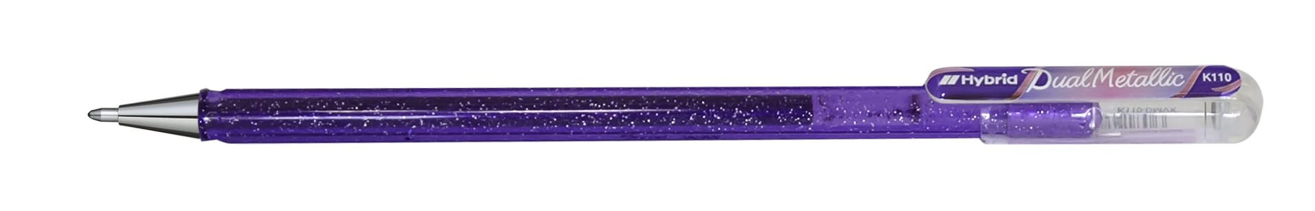 Pentel K110 Hybrid DualMetallic Gel Rollerball, 1.0mm Tip, Light Violet/Metallic Red and Blue (Pack of 12)