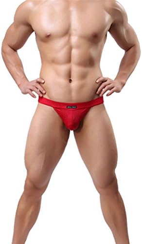 CAESER ARCHY Men's One Pack Bikinis Solid Color Underwear Low Rise Thongs Brief