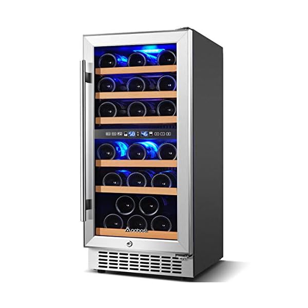 Wine-Cooler-Dual-Zone-Aobosi-15-inch-30-Bottle-Wine-refrigerator-Built-in-or-Freestanding-with-Fashion-Look-Quick-and-Silent-Cooling-System-Double-Layer-Tempered-Glass-Door-Front-Ventilation