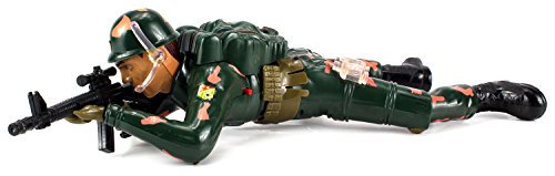 Crawling Flash Corp Army Soldier Battery Operated Toy Action Figure w/ Realistic Crawling Action, Lights, Sounds (Colors May Vary)