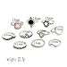 10pcs Vintage Women Mid Ring Set Crown Rhinestone Joint Knuckle Nail Ring Set