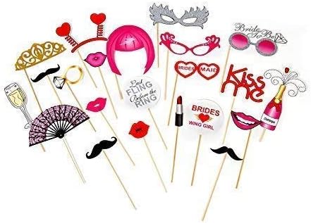 Love Events Bachelorette Party Bridal Shower Party Fun Premium Photo Booth Photobooth Props, Complete Bride Tribe, Girls Night Out Kit,(22 Count)