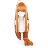 Tongtta Long Straight Orange Cosplay Wig Halloween Costume Party Wig for Women