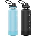 ThermoFlask Stainless Steel Water Bottle, 40 oz, 2-Pack (Sky/Carbon)