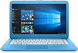 HP Stream 14in Laptop, Intel Celeron N3060, 4GB RAM, 32GB Solid State Drive with Windows 10 (14-ax010ca) - Aqua Blue (Renewed)
