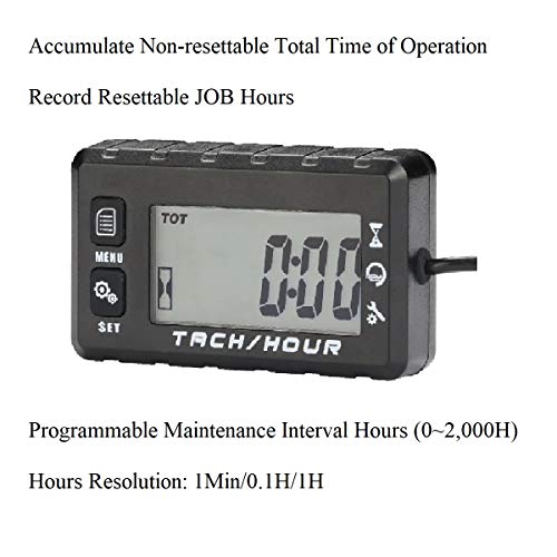 Digital Backlit Tach Maintenance Hour Meter Tachometer for Motorcycle