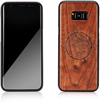 S8 Plus Case,Galaxy S8 Plus case,JuBeCo Wood Slim Case+TPU Bumper for Samsung Galaxy S8 Plus (compass wannut)
