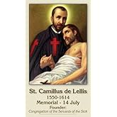 St. Camillus, Prayer card (5-pack), LAMINATED with a Free Holy Card of Jesus
