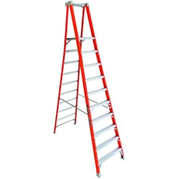 Louisville Ladder 10-Foot Fiberglass Pro Platform Ladder with Extended Rail, 300-Pound Capacity, Type IA, FXP1710