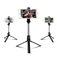 Cinhent Selfie Stick with Extendable Tripod & Remote, 4 in 1 Wireless Bluetooth Selfie Stick Tripod Integrated, Portable All-in-One Professional, Lightweight, Bluetooth Remote for All Devices