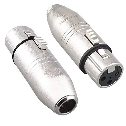 Mini XLR Male to XLR Female Adapter, HOSONGIN 3-PIN Mini-XLR Male Zinc Alloy Audio Adapter for Mixer, Microphone, Camera, 2 Pack