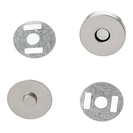 Housweety Silberfarbener Magnetverschluss zum einnähen 14 mm ideal zum Nähen Basteln Kleidung Tasche Sammelalben und mehr 10 
