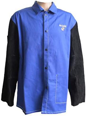 Arclabs black cowhide leather sleeved blue FR jacket