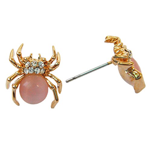 Navachi 18k Gold Plated Multi-color Crystal Created-Opal Spider Ear Stud Earrings