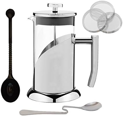 Cuisine Essentials French Press Coffee Maker Set - Stainless Steel French Coffee Press - 34 oz