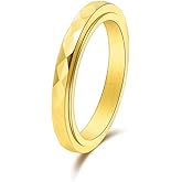 SeiMios Fidget Ring for Anxiety 3mm Titanium Steel Multi-faceted Spinner Ring for Women Men High Polished Wedding Band Comfort Fit Size 5-10