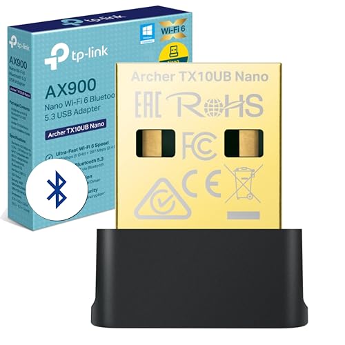 Archer TX10UB Wi-Fi 6 AX900 Buletooth WLAN Stick Für PC, 𝐁𝐥𝐮𝐞𝐭𝐨𝐨𝐭𝐡 𝟓.𝟑 Dual Band WLAN Adapter, Nano Größe, WPA3, MU-MIMO, nur Kompatibel mit Windows 11-10