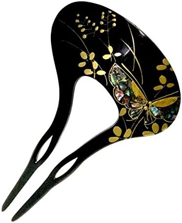 Japanese Hair Clip Pin Pick Pic Stick Fork Accessory Butterfly/Bush clover/Black/Gold